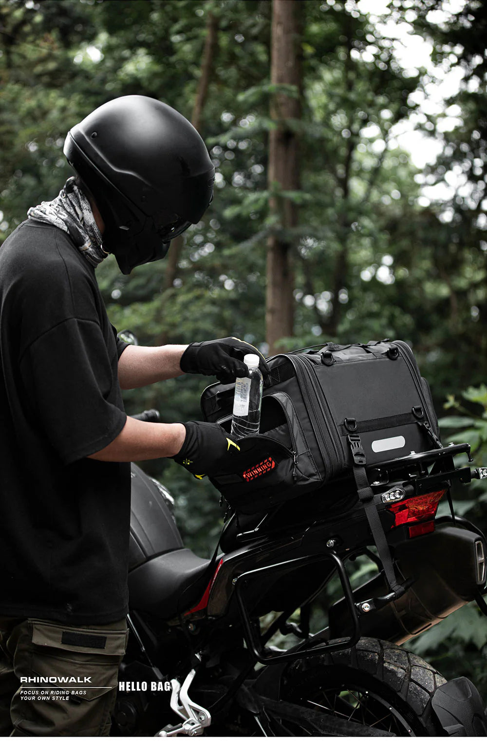 Rhinowalk Motorcycle Tail Bag Motorbike Rear Seat Bag 40-60 liter Large Capacity Motopack Bag (MT4060)